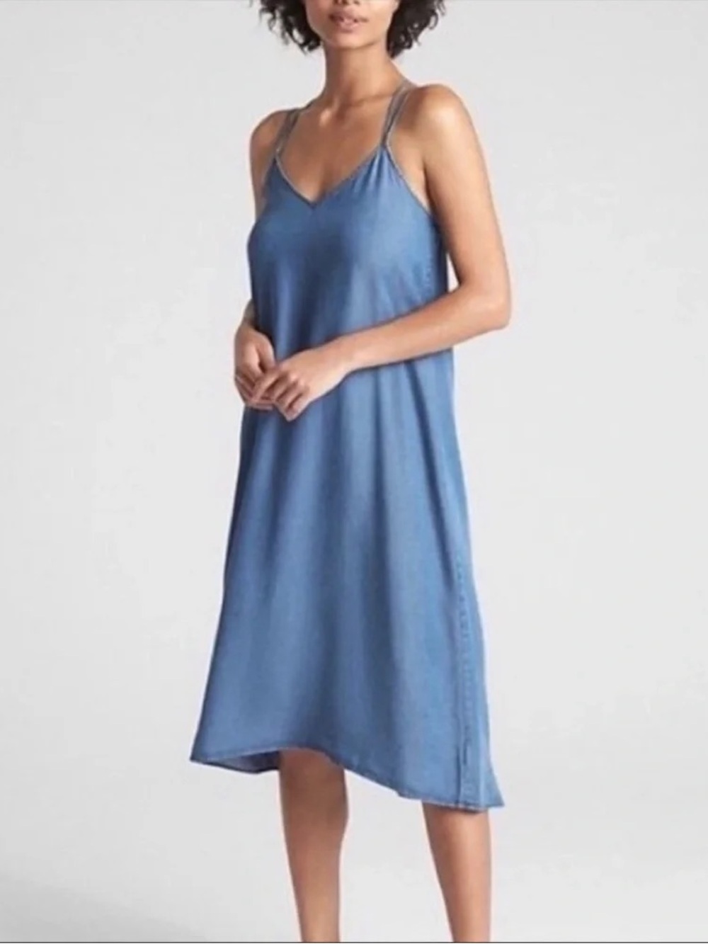 GAP Pale Blue Lightweight Slip Dress with Elastic Backo